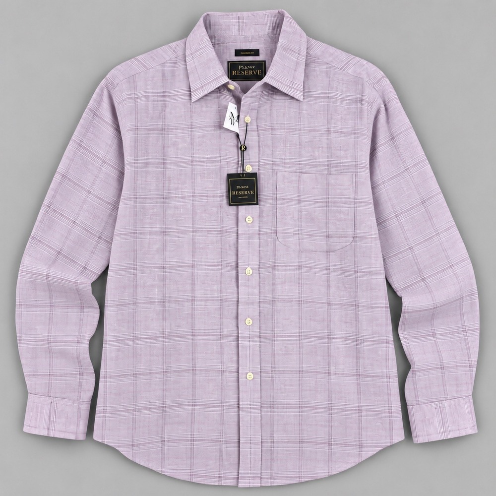 NWT Jos A Bank Reserve Mens Large Linen Shirt Purple Plaid Traditional